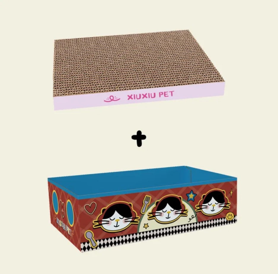 Secret Garden Cat Scratch Box | Mystery Eco-Cardboard Collection with 3 Whimsical Designs